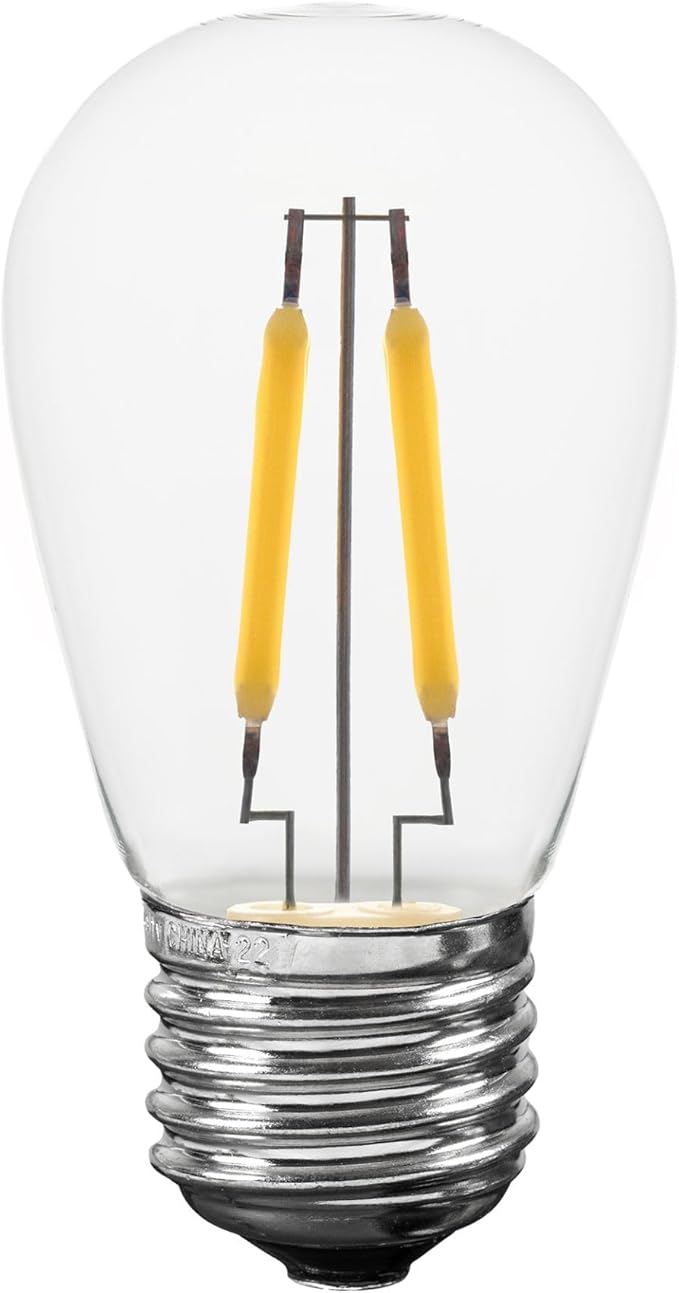 Novelty Lights Outdoor String Light Dual-Filament Replacement Bulbs, 25 Pack S14 LED Edison Shatterproof Plastic | Lumora