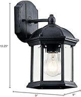 Kichler Barrie 10.25" 1 Light Outdoor Wall Light with Clear Beveled Glass in Tannery Bronze | Lumora
