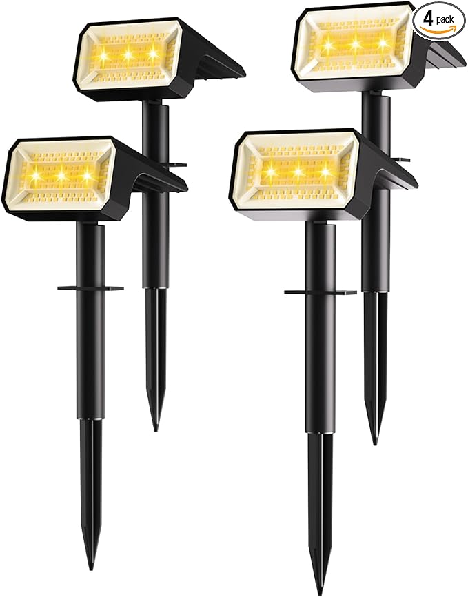 Fabrito Solar Spot Lights Outdoor 4 Pack, [108Leds, 4 Modes] Auto On/Off Spotlights, IP67 Waterproof Landscape | Lumora