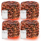 Dazzle Bright Orange Halloween Fairy String Lights, 4 Pack Total 80FT 240LED Copper Wire Battery Operated Waterproof Lights, Halloween Decorations for Indoor Home Outdoor Patio Yard Party Decor