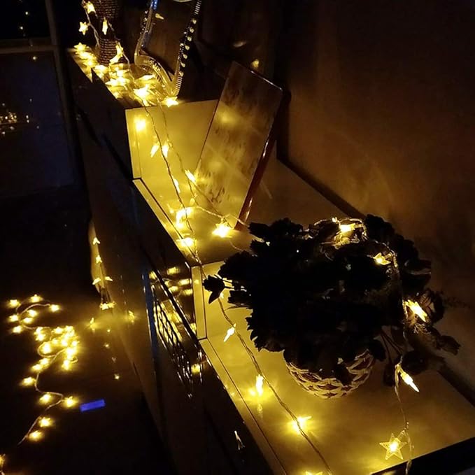 Star String Lights Battery Operated 40 LED 19.6FT Twinkle Little Star Lights Indoor Starry Fairy Lights Warm White for Patio Wedding Bedroom Christmas Home Decoration