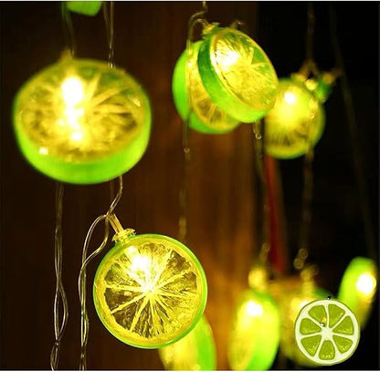 Fruit String Lights Battery Powered Indoor Outdoor Lighting Lamp Strawberry/Grape/Watermelon/Lemon/Banana for Wedding Home Birthday Garden Yard Patio Party Decorations (Green Lemon)