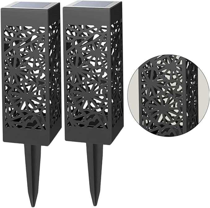 SUPVOX Solar Lawn Lights 2-Pack Hollow Ground Plug Outdoor Garden Lamps Warm White Landscape Path Lighting for Yard Driveway Patio