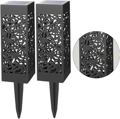 SUPVOX Solar Lawn Lights 2-Pack Hollow Ground Plug Outdoor Garden Lamps Warm White Landscape Path Lighting for Yard Driveway Patio