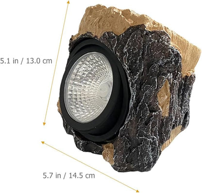 Kisangel Solar Yard Lights Solar Pathway Lights Resin Stump Shape Waterproof for Garden Lawn Walkway Patio Decor