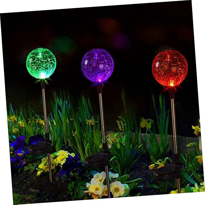 Solar Glass Ball Stake Light Color Changing Led Garden Light Outdoor Plug Lamp for Pathways Yards Patios and Events