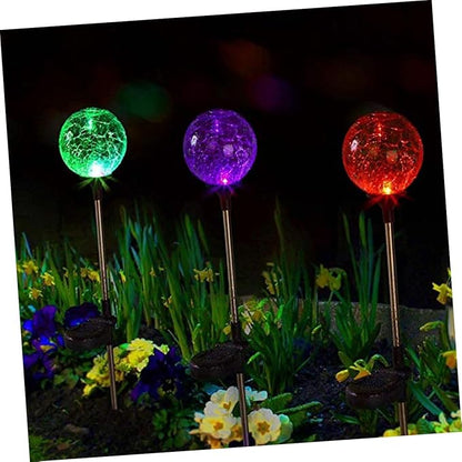 Solar Glass Ball Stake Light Color Changing Led Garden Light Outdoor Plug Lamp for Pathways Yards Patios and Events