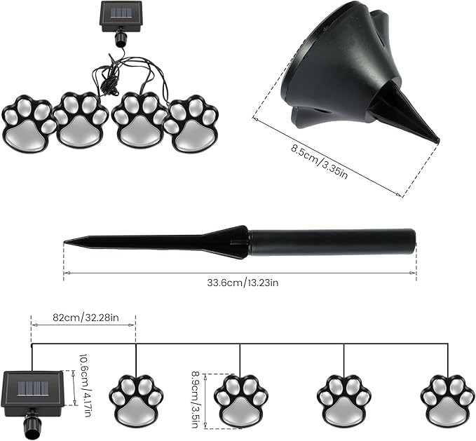 Generic Paw Print Solar Light, Outdoor, Warm Light, Waterproof, 4 in 1, Pathway Lighting for Patio, Lawn, Yard