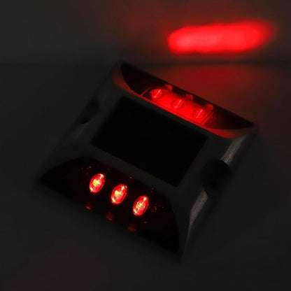 Walfront LED Ground Light Solar Deck Lights for Driveway Pathway Garden, Cast Aluminum Outdoor Light with 1000m Visibility Automatic OnOff for Sidewalk Yard (Red)