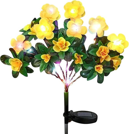 Solar Garden Lights,Outdoor Azalea Flowers Lights with 56 Colorful LED Powered Pathway Lights for Yard,Lawn,Patio,Garden Decor (Yellow)