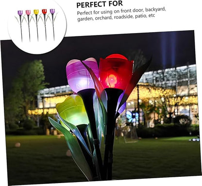 5Pcs Solar Tulip Lights Outdoor Garden Stake Lamp Solar Power Landscape Lighting Decorative LED Lights for Lawn Patio Backyard Holiday Decoration