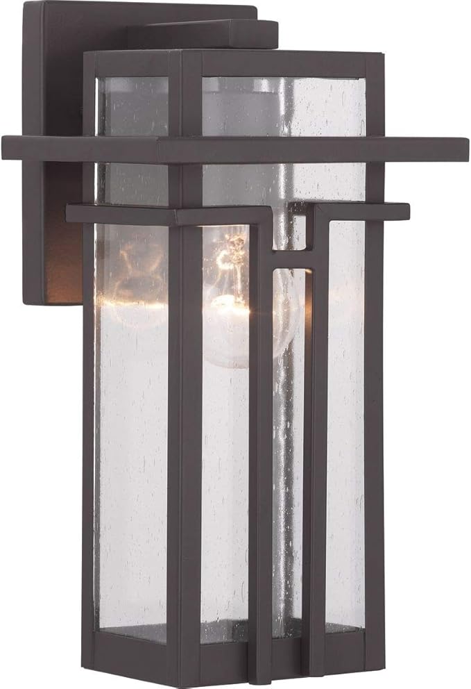 Progress Lighting Boxwood Collection 1-Light Clear Seeded Glass Craftsman Outdoor Small Wall Lantern Light Antique | Lumora