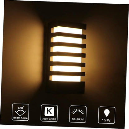 POPETPOP Led Wall Lamp 15w Black Waterproof Aluminum 85 Ip65 Rated for Indoor Outdoor Lighting