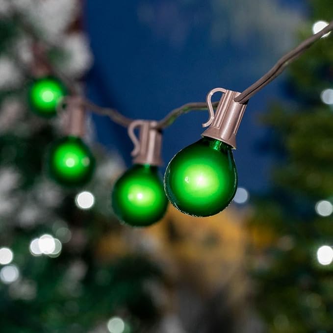 100 Foot G40 Outdoor Patio String Lights with 125 Green Globe Bulbs – Indoor Outdoor String Lights – Market Bistro | Lumora
