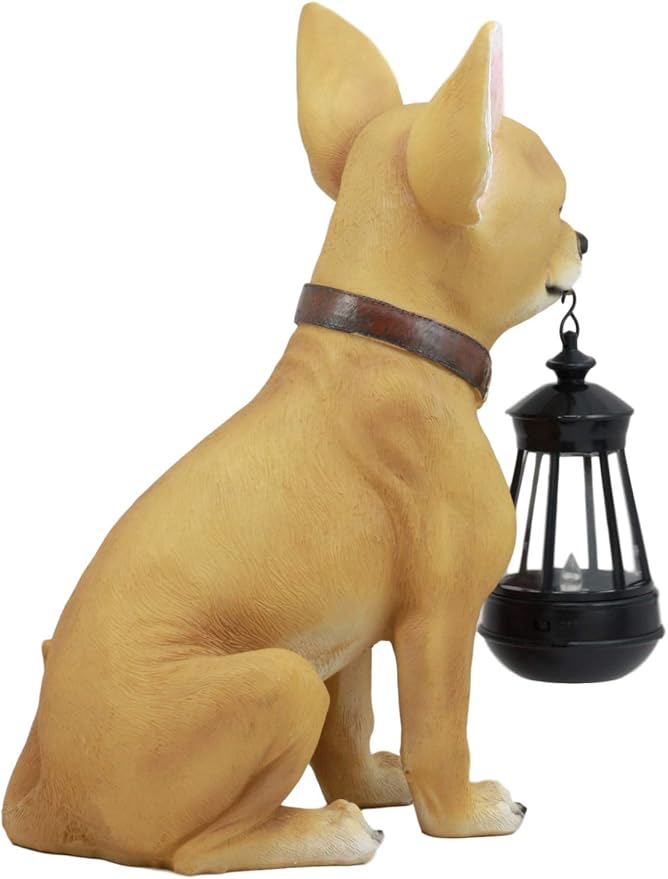 Ebros Picante Mexican Chihuahua Dog Decor Path Lighter Statue 12.5" Tall with Solar LED - Garden Figurine Light | Lumora