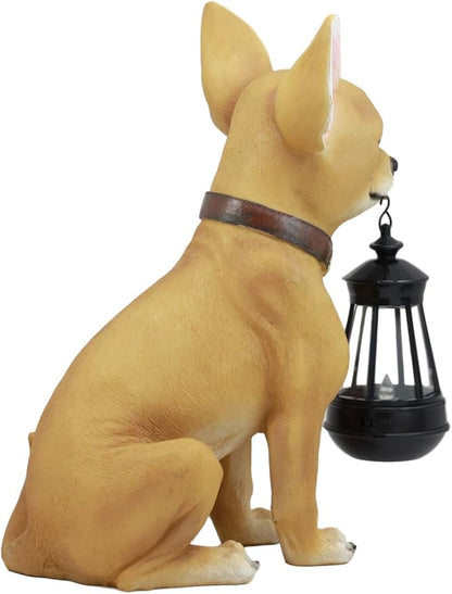 Ebros Picante Mexican Chihuahua Dog Decor Path Lighter Statue 12.5" Tall with Solar LED Light Lantern Lamp This Little Light of Mine