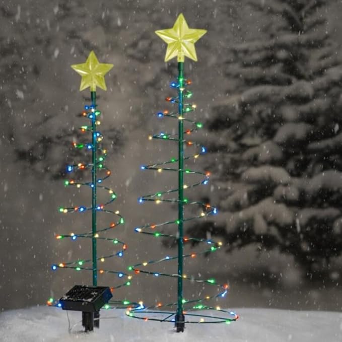 4 Pack 2 FT Solar Christmas Tree Lights Outdoor Christmas Decorations Waterproof Outdoor Light Up Xmas Pathway Markers with Stake for Christmas Outside Yard Lawn Pathway Walkway (Classic, 6)