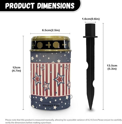 American Flag Stars Print Solar Lights Outdoor Patriotic Solar Garden Light 4th of July Landscape Path Light Waterproof Dustproof Outdoor Garden Lights