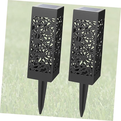 Garneck 2pcs Hollow Solar Lawn Lights Outdoor Garden Stake Lamps Warm/White Light Waterproof Landscape Lighting for Pathway Yard and Driveway