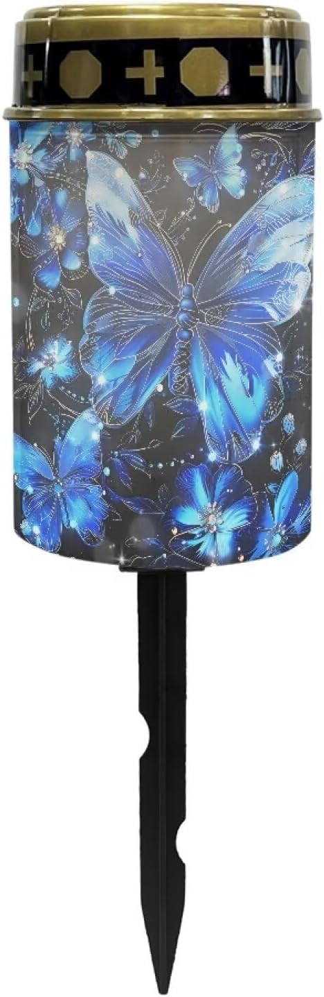 Butterfly Solar Light for Grave Automatic Solar Garden Lights Night Light Landscape Path Lights Solar Lights for Outdoor Garden Guardian Light Blue