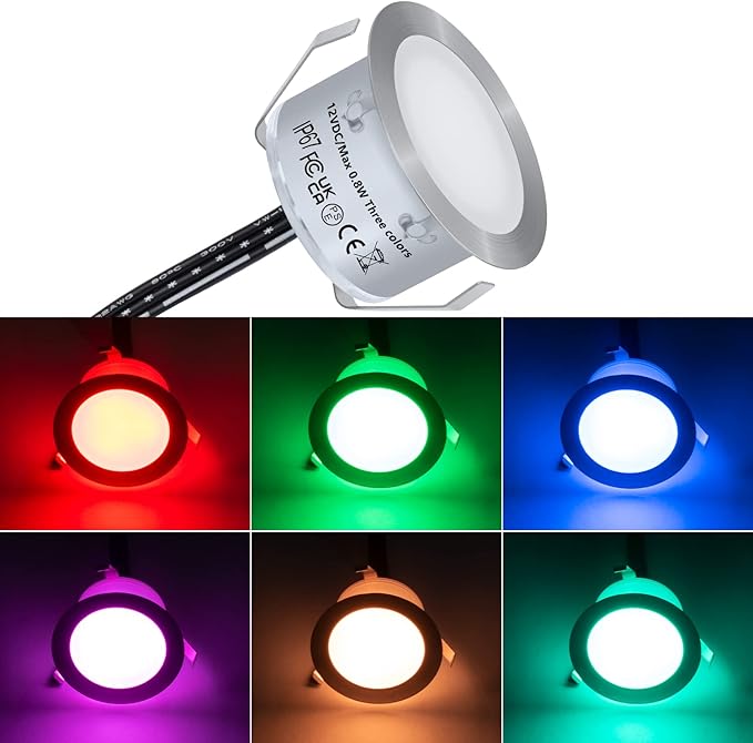 HIBOITEC 1Pcs Low Voltage Recessed RGB Deck Lamp φ42mm, Colorful LED Deck Lights Kit IP67 Waterproof, 12V Low | Lumora