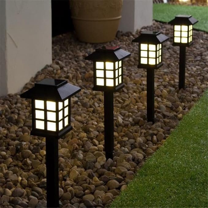 Homoyoyo 5pcs Solar Led Ground Lamp Outdoor Solar Lights for Pathway Garden Walkway Driveway Warm Light