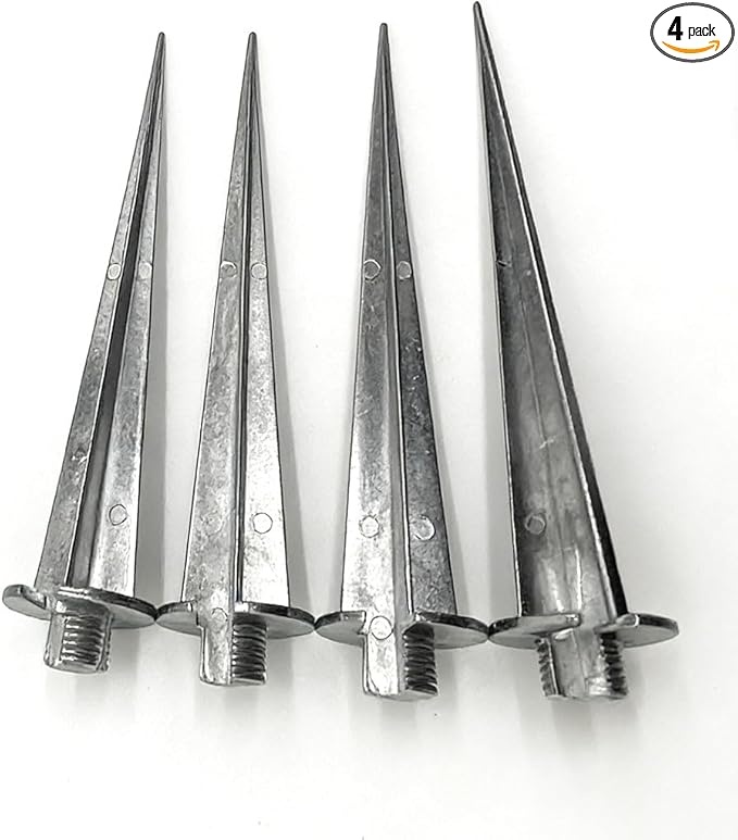 4pcs 6.5 Inches Reinforced Ground Spikes Landscape Lighting Stake Solar Lights Spike Die-cast Aluminum Lights Replacement Stakes Ideal for Solar Pathway Lights Garden Lights Torch Lights (Aluminum)