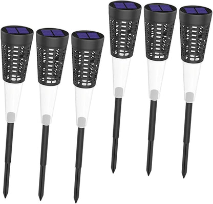 ibasenice 6pcs Solar Powered Garden Pathway Lights, Cone-Shaped Hollow Outdoor Stake Lamps with Warm and Colorful Light, Waterproof Decorative Yard Lighting for Patio and Lawn