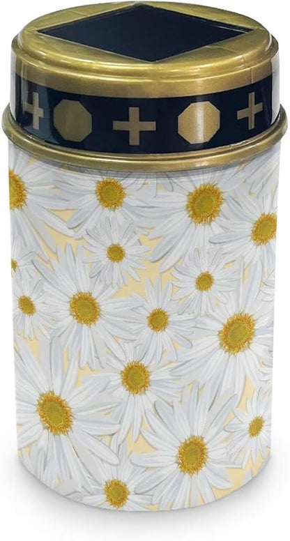 White Daisy Cemetery Solar Lights Solar Outdoor Lights Solar Lights Grave Decorations for Cemetery Mom Landscape Path Lights LED Solar Power