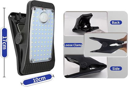 New Enhanced 73 LED Outdoor Solar Clip Light, Portable Lighting with Motion Sensor, Waterproof Solar&USB Powered Courtyard Atmosphere Decorative Lights,3 Modes Path Light.