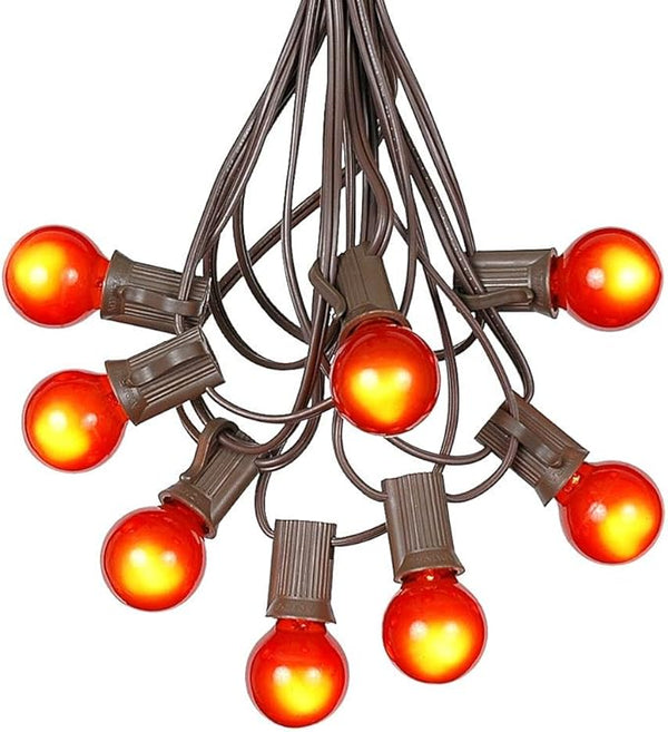 100 Foot G30 Outdoor Patio String Lights with 125 Orange Globe Bulbs – Indoor Outdoor String Lights – Market Bistro | Lumora