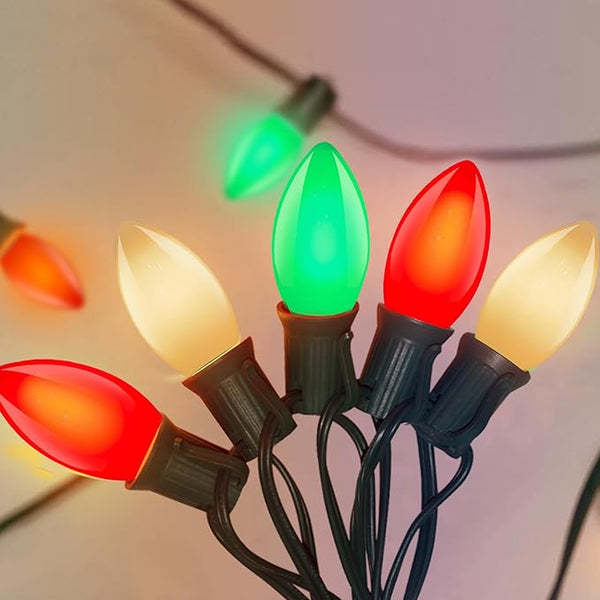 C9 LED Christmas Lights Outdoor 25Ft Outdoor Christmas Decorations String Lights Waterproof with 26 C9 LED Red | Lumora