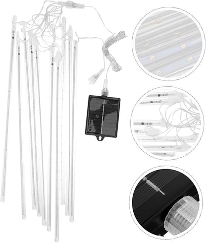 ARTIBETTER 1Set Meteor Shower Lights Solar Operated Tubes Fairy String Light Decoration for Outdoor Wedding Party LED with Lighting Modes Energy Efficient Solar Panel