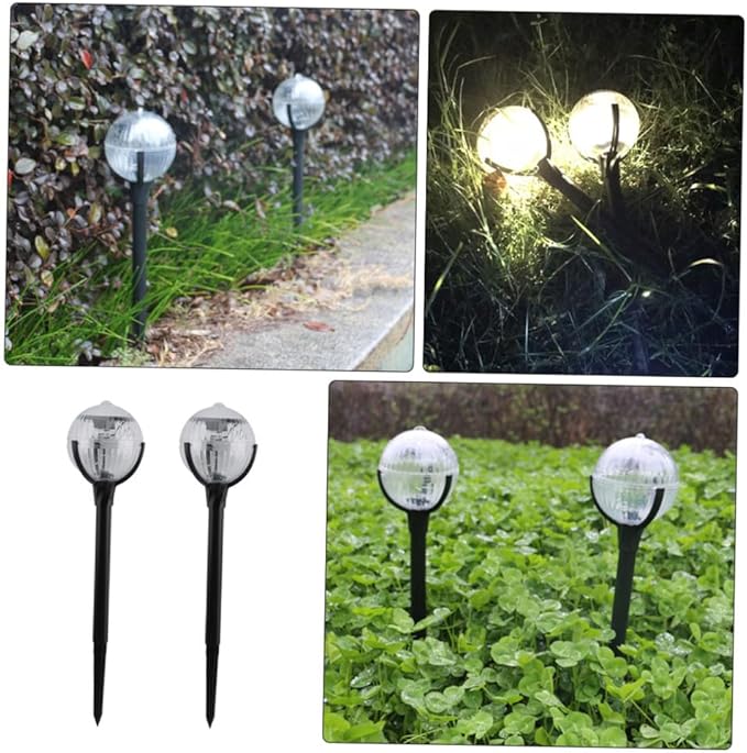 2pcs Solar Lawn Lights with Color Changing LEDs Outdoor Solar Powered Garden Path Lights for Yard and Courtyard Ground Stake Landscape Lighting with Sensor for Patio and Walkway