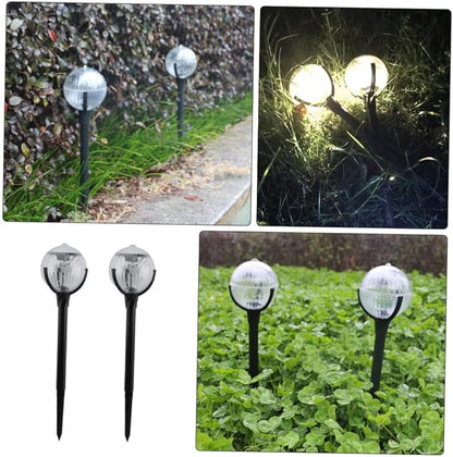 2pcs Solar Lawn Lights with Color Changing LEDs Outdoor Solar Powered Garden Path Lights for Yard and Courtyard Ground Stake Landscape Lighting with Sensor for Patio and Walkway