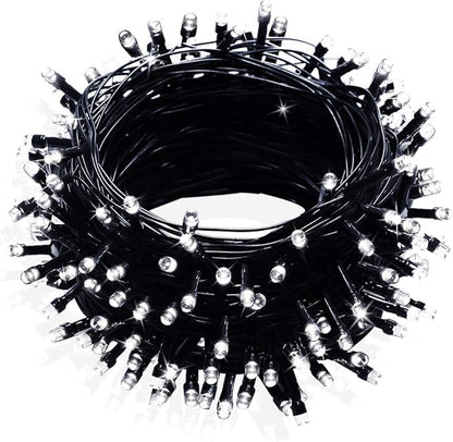 FULLBELL Black and White Christmas Decorations, Black Christmas Lights 33ft 100 LED with Memory Function, 8 Modes Gothic String Lights for Tree, Goth Home, Indoor Outdoor