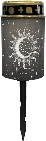 Cemetery Solar Lights for Grave Outdoor Waterproof Moon Star and Sun Solar Garden Stake Lights Black LED Lantern | Lumora