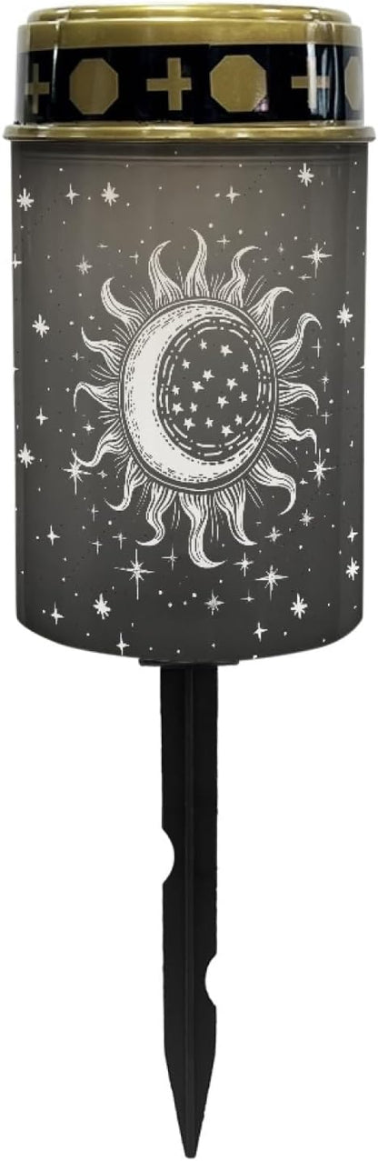 Cemetery Solar Lights for Grave Outdoor Waterproof Moon Star and Sun Solar Garden Stake Lights Black LED Lantern Angle Solar Lights Cemetery Solar Lights Yard Patio Driveway Stoplights