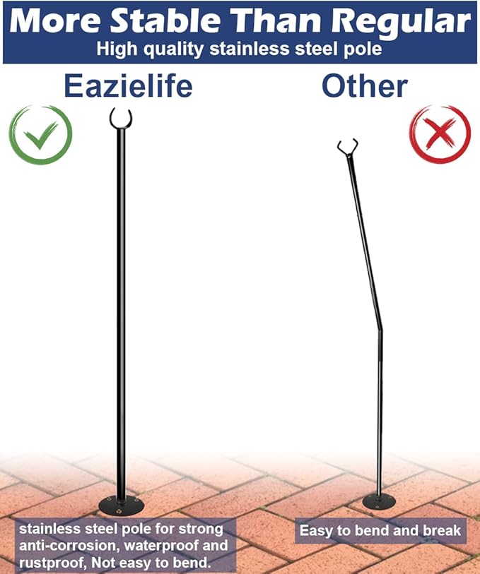 10FT String Light Pole for The Outdoor, Heavy Duty Metal Lighting Stand Pole for Hard Soil Wood Backyards Patio | Lumora
