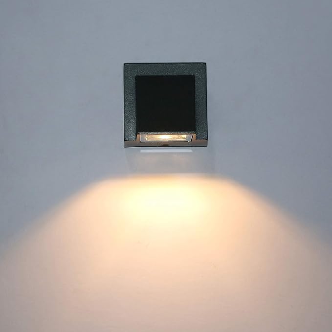 3W LED Outdoor Exterior Wall Step Down Light Fixture Lamp Black Finish Warm White | Lumora