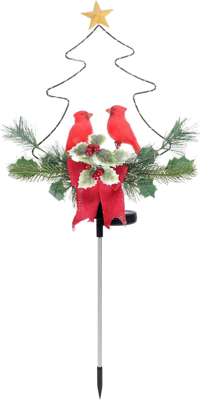 Toyvian Red Bird Solar LED Landscape Path Light Waterproof Outdoor Garden Decor Xmas Yard Lamp Solar Powered Decorative Night Lamp