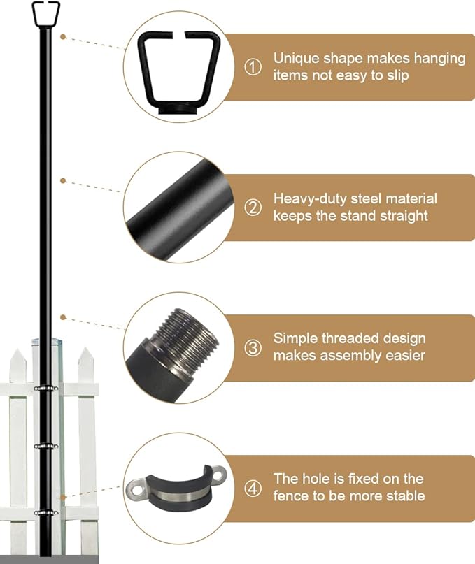 Queension 10FT Deck String Light Poles for Outdoor String Lights for Garden, Backyard, Patio Lighting Stand for Parties, Bistro & Weddings, 2 Pack
