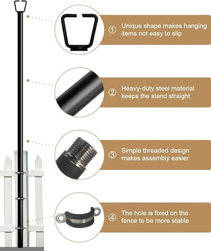 Queension 10FT Deck String Light Poles for Outdoor String Lights for Garden, Backyard, Patio Lighting Stand for Parties, Bistro & Weddings, 1 Pack