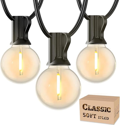 RTTY Classic Series Outdoor String Lights 50 FT Globe LED Patio Lights with G40 Plastic Bulbs,Waterproof Shatterproof Dimmable Connectable Hanging for Backyard Porch Balcony Party Cafe Deck Decor