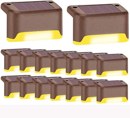 MODOAO Solar Deck Lights Solar Step Lights Waterproof Led Solar Lamp Led Solar Fence Lamp for Patio, Stairs,Garden Pathway, Fences and Path and Driveway (16 Pack)