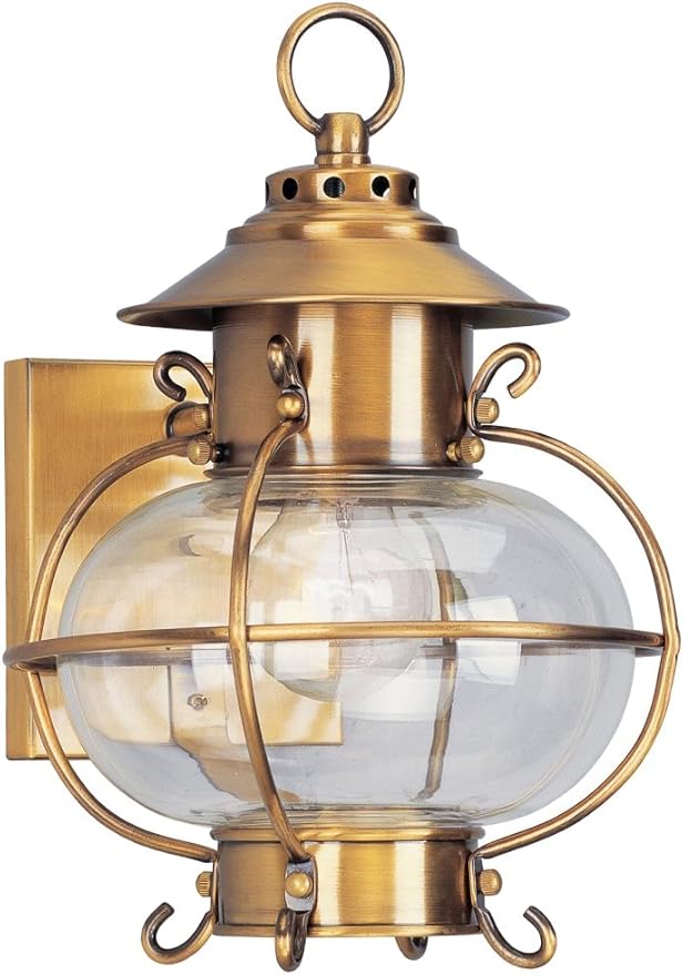 Livex Lighting 2221-22 Outdoor Wall Lantern with Hand Blown Clear Glass Shades, Flemish Brass