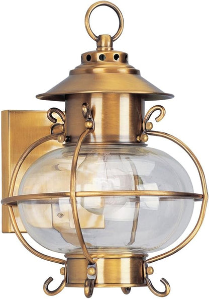 Livex Lighting 2221-22 Outdoor Wall Lantern with Hand Blown Clear Glass Shades, Flemish Brass