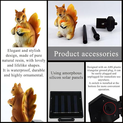 Solar Lights Outdoor, Decorative Animal & Flower Shaped Landscape Lights with Warm/Colorful LED, Auto On/Off Waterproof Solar Powered Decor for Yard Lawn Patio Gift Idea (Warm-Squirrel-1Pack)