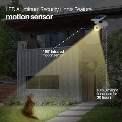 Solar Motion Lights Outdoor Waterproof Aluminum case(not Plastic), Solar Motion Sensor Flood Spot Lights for Outside Post Yard Patio Path Garden, 100-week Free Refund/Replacement