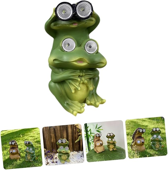 PAREKS Solar Light Crafts Decor Solar Pathway Lights Garden Resin Ornament Driveway Lights Resin Craft Ornament Yard Lights Frog Ornaments Garden Light Night Light Synthetic Resin outdoor/1142